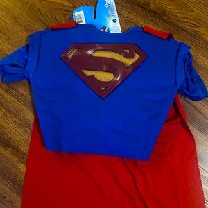 Boys Superman Muscle Chest Shirt And Cape Halloween Costume Size M (8/10) - NWT